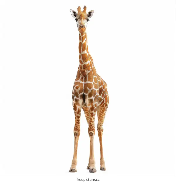 Giraffe Standing on White Background