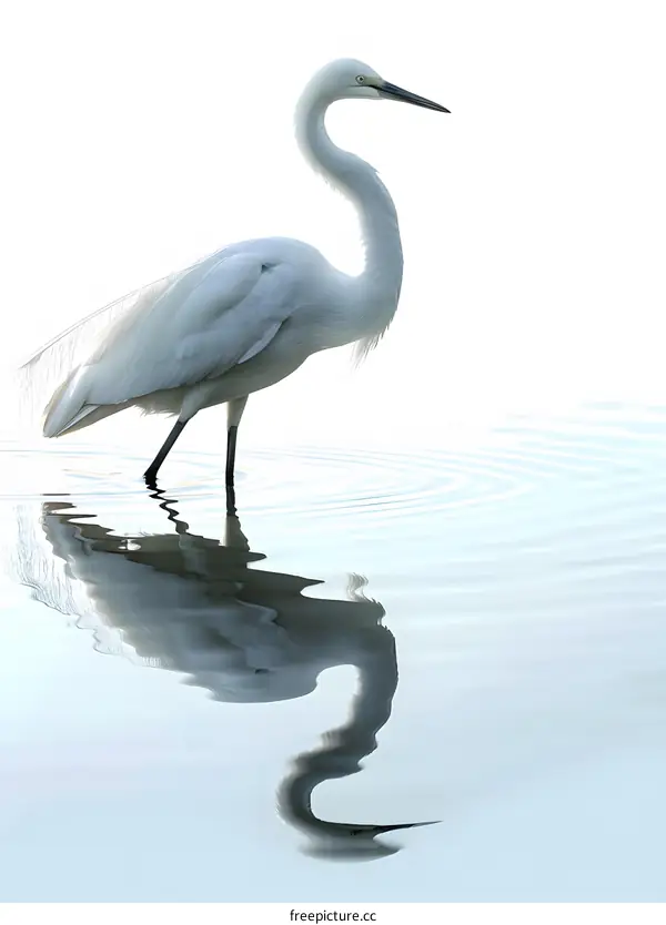 A great white egret standing in the water