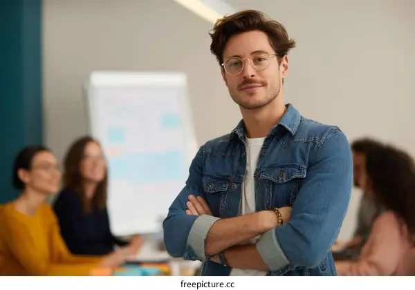 Confident Business Team Member in Modern Office