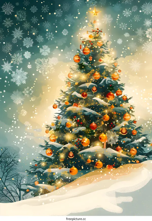 Christmas tree with ornaments and lights