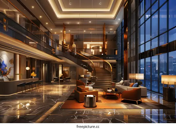 The lobby of the Ritz-Carlton Shanghai, Pudong