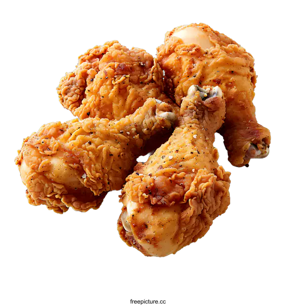 [Transparent Background PNG]Crispy Fried Chicken Drumsticks on White Background