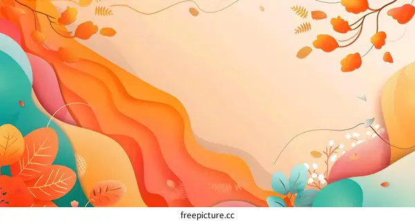 Abstract Autumn Background with Paper Cut Leaves