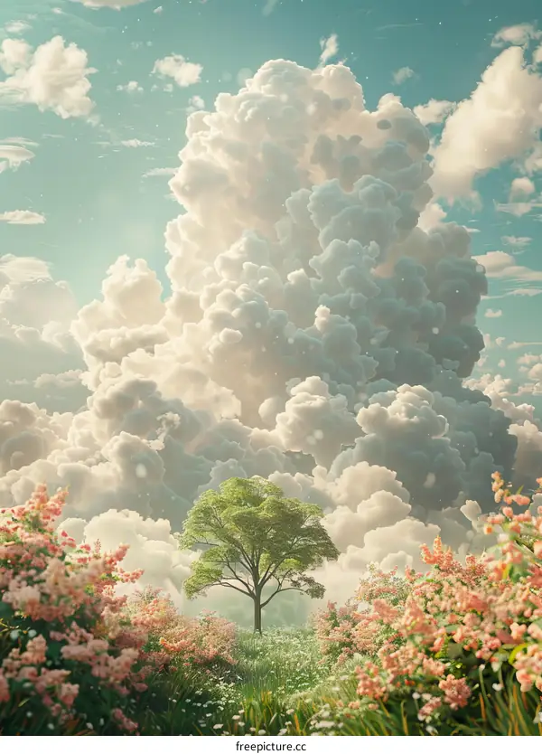 A Towering Tree Grows in a Sea of Clouds