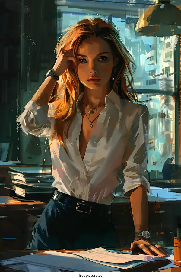 portrait of a beautiful woman in a white blouse