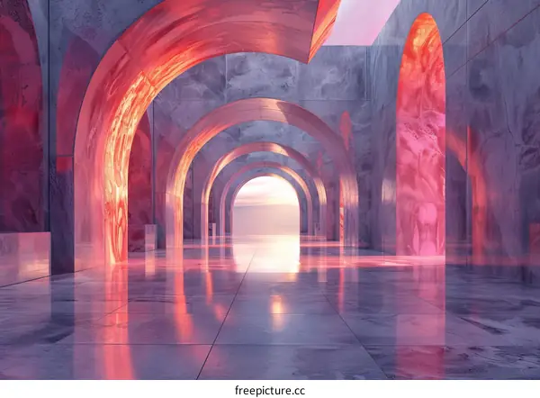 Pink Futuristic Sci-Fi Corridor