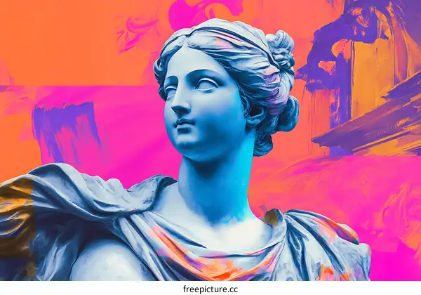 Abstract Art With Sculpture And  Brushstrokes