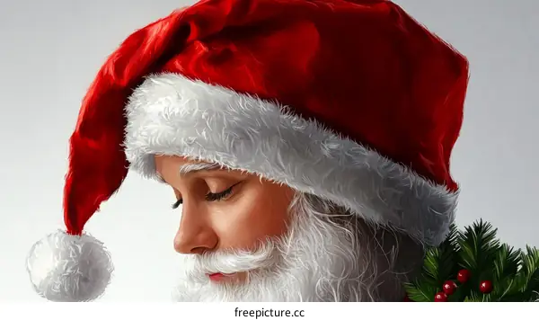 Close-up Illustration of Santa Claus Profile