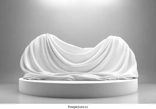 White Fabric Drape on Display Platform