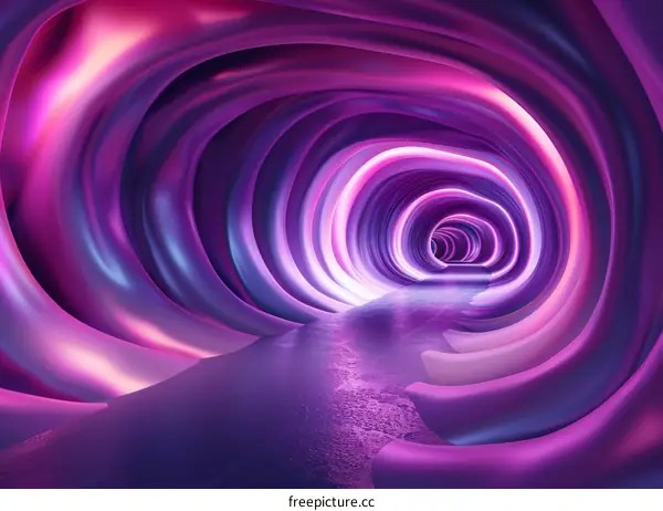 Wavy Tunnel of Pulsating Pink Light