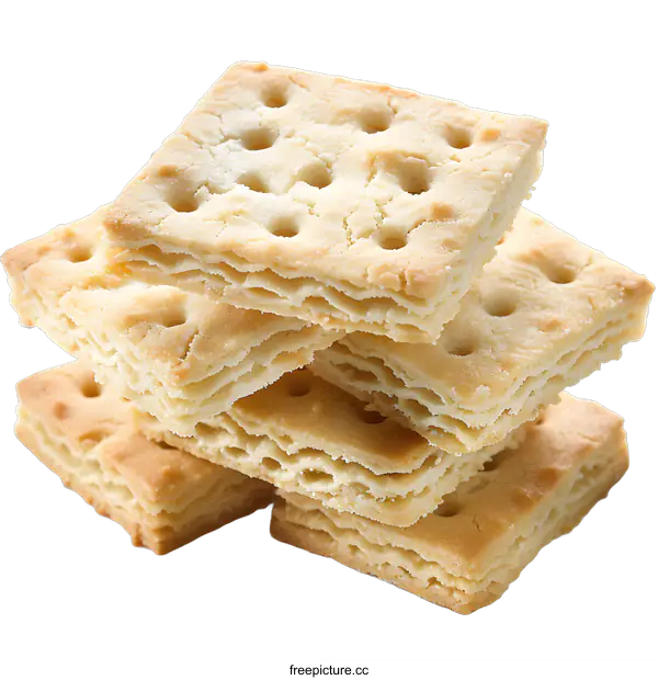 [Transparent Background PNG]Stack of square crackers on white background