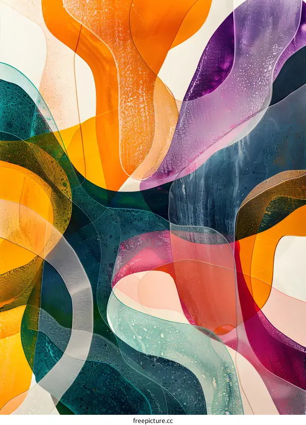 Colorful abstract painting with fluid shapes