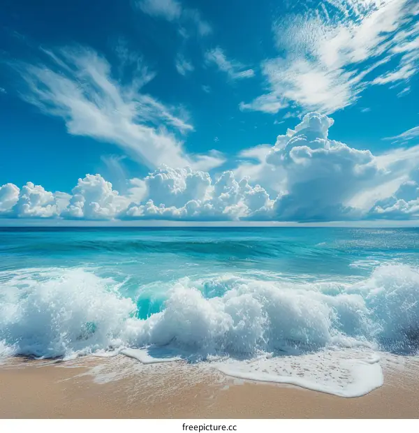 Beautiful beach with blue sky and white clouds