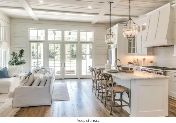 Modern Farmhouse Kitchen and Living Room