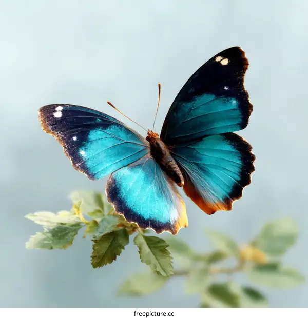 Beautiful Teal Butterfly in Flight