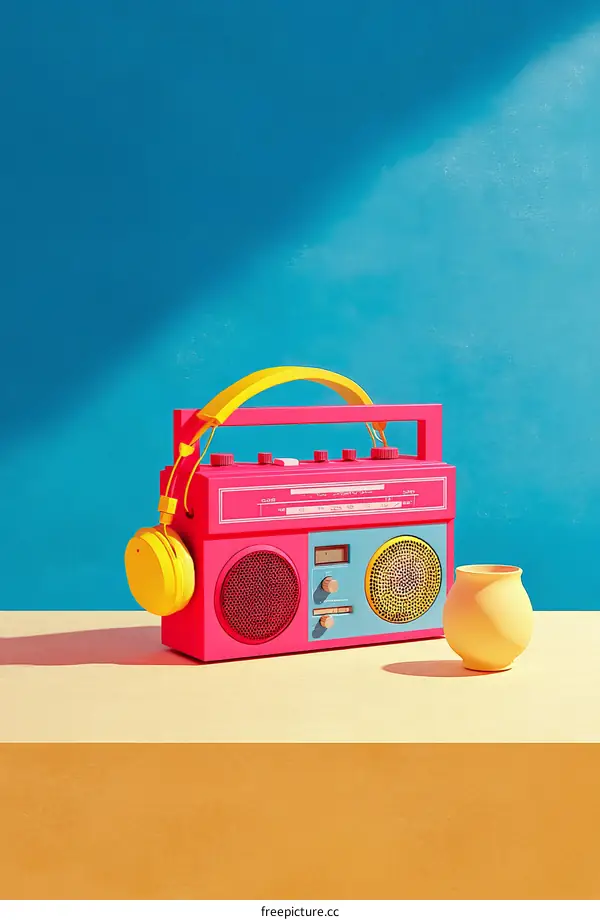 Colorful Retro Boombox and Stylish Decor