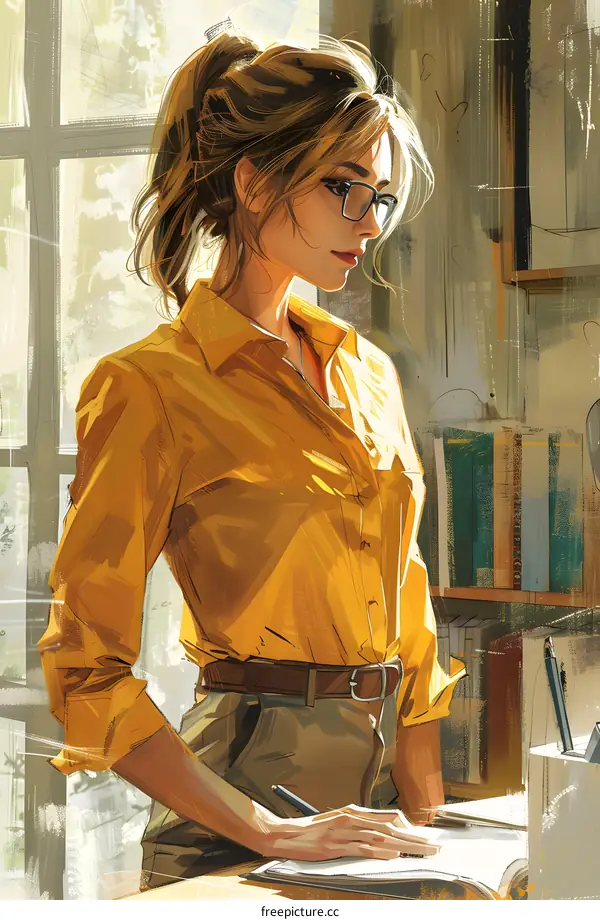 portrait of a young woman in a yellow blouse