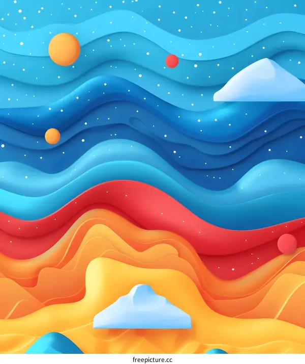 Abstract Colorful Paper Cut Landscape Background