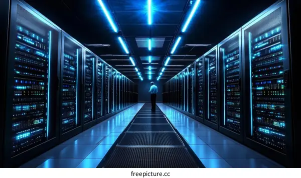 Modern Data Center Interior with Server Racks