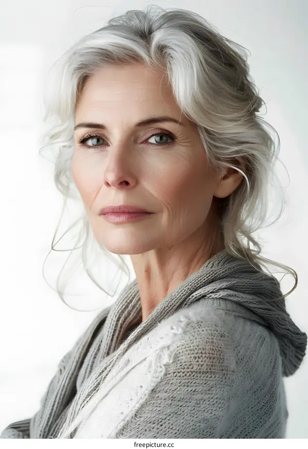 Portrait of a beautiful senior woman with gray hair