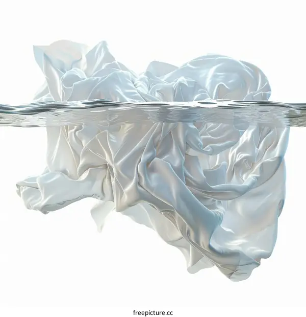 Underwater white silk fabric cloth