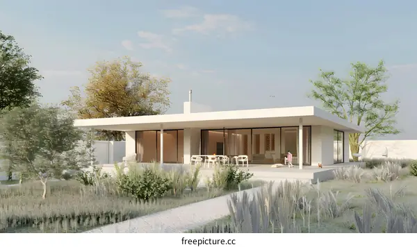 Modern Minimalist House Exterior Design With Grass