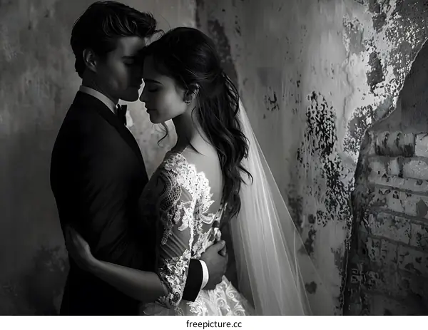 Black and white wedding photo