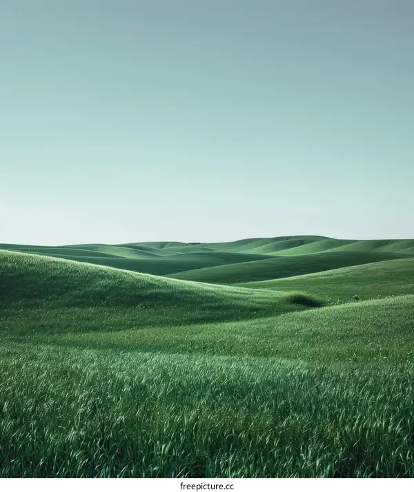 Landscapes - Green rolling hills under the blue sky