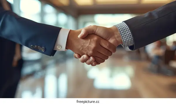Business handshake agreement between two multiethnic businessmen in suits