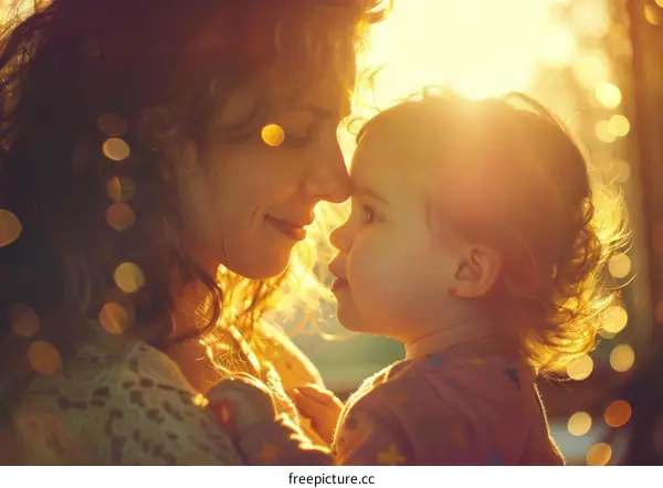 Warm Embrace of Mother and Daughter
