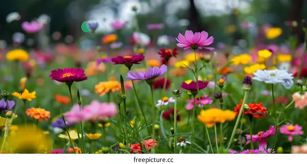 Colorful Wildflower Meadow in Bloom