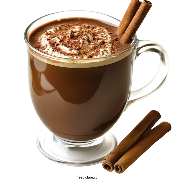 [Transparent Background PNG]Delicious Hot Chocolate with Cinnamon Sticks