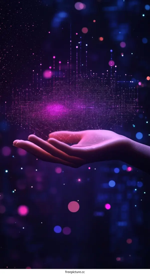 Hand Holding Abstract Digital Cityscape