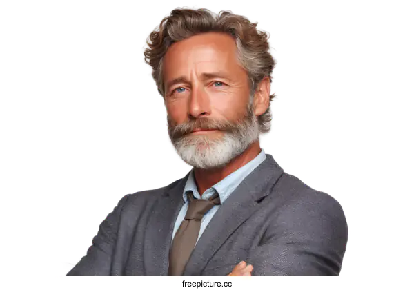 [Transparent Background PNG]Confident Mature Caucasian Businessman Portrait