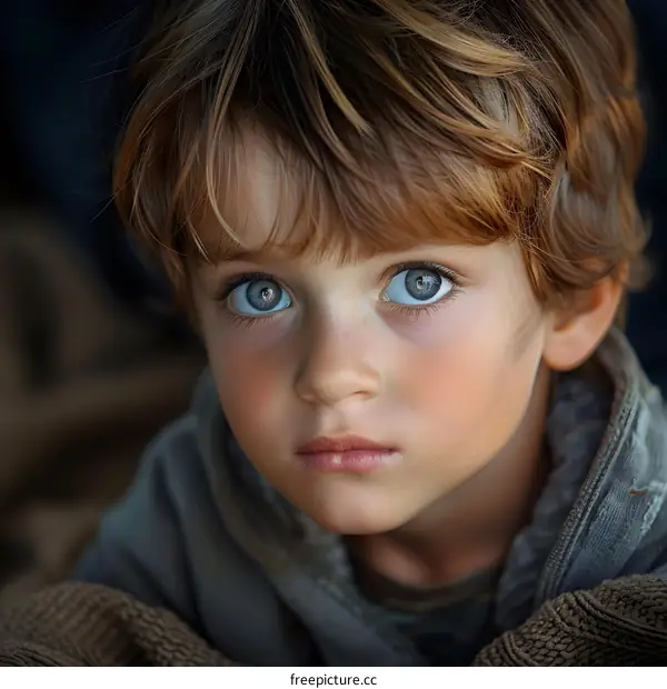 Portrait of a young boy with blue eyes