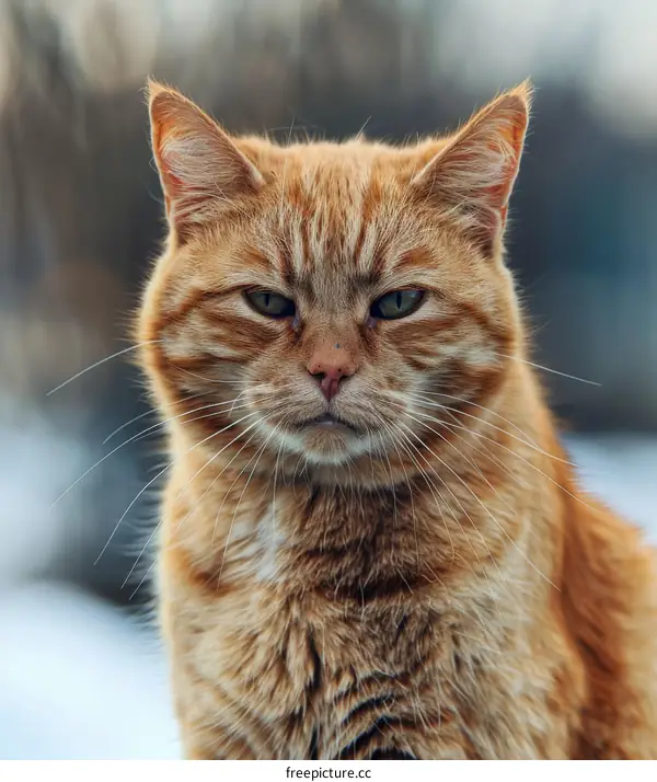 Portrait of a ginger cat looking straight into the camera
