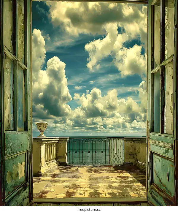Open Door View Of Sea And Sky