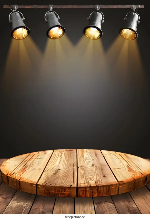 Wooden Tabletop With Spotlight Background