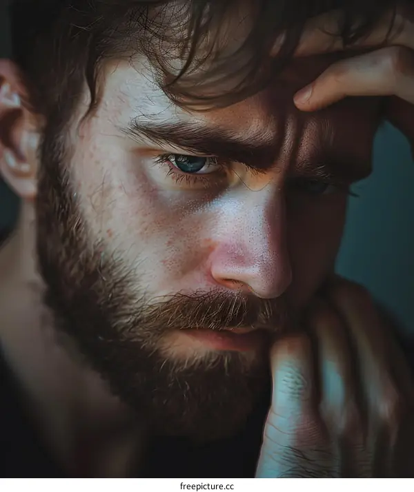 Portrait of a Bearded Man with Intense Expression