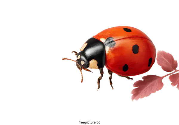 [Transparent Background PNG]Close-up View of a Ladybug on a White Background