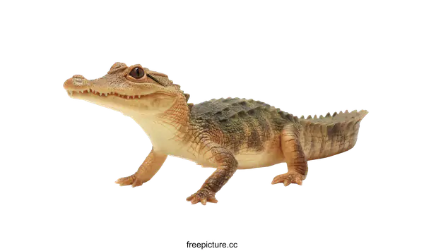 [Transparent Background PNG]Cute Baby Alligator on White Background