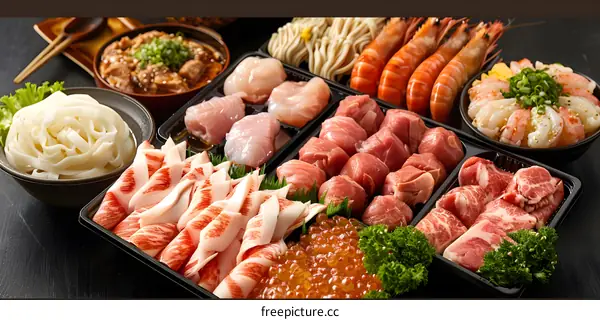 A variety of fresh and delicious Japanese food