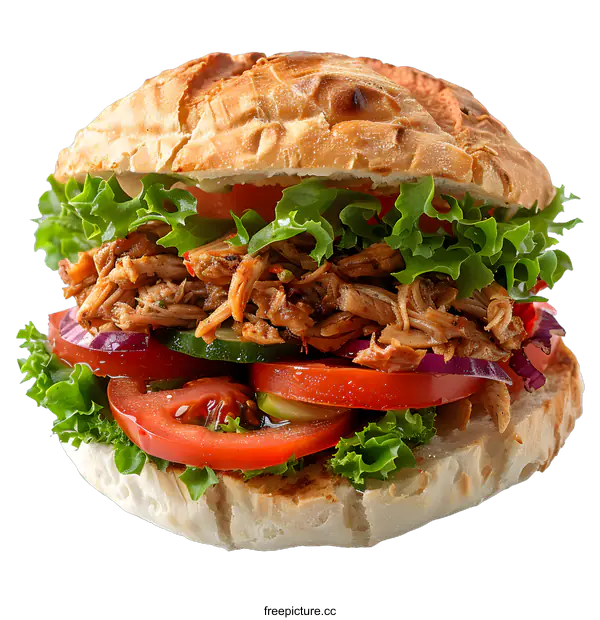 [Transparent Background PNG]Delicious Pulled Pork Sandwich
