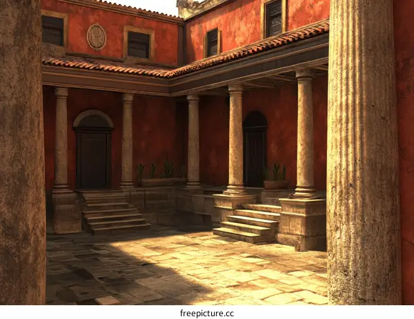 Ancient Roman Courtyard Interior Architectural Design