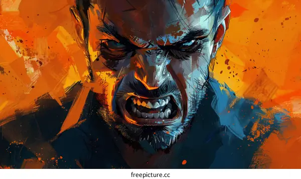 portrait of a man with a beard and a scowl on his face