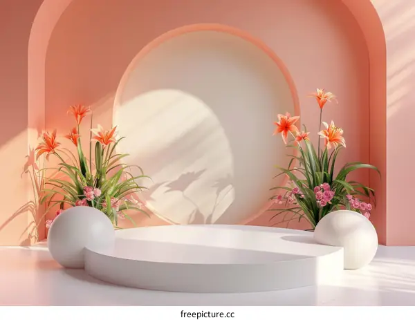 Elegant Floral Display on a Minimalist Platform