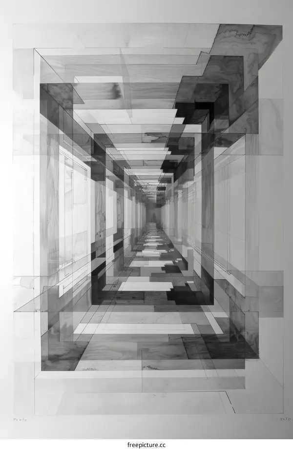 Solitary Figure in a Liminal Hallway