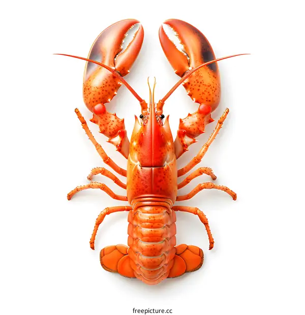 Top view of lobster on white background