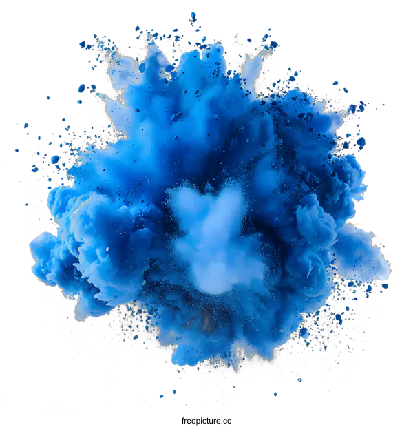 [Transparent Background PNG]Blue Ink Explosion on White Background