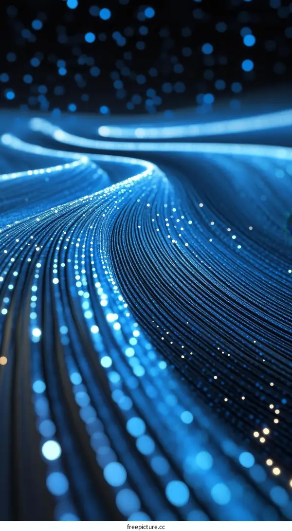 Abstract Blue Light Wave Pattern Design